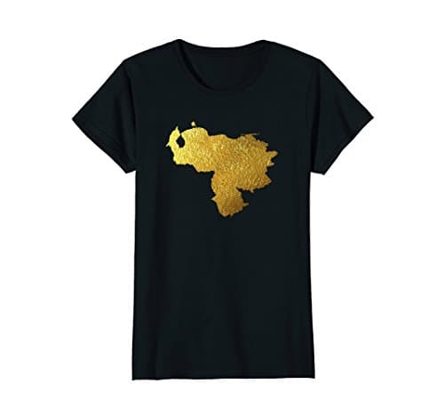 Womens VENEZUELA GOLDEN MAP TSHIRT Medium Black