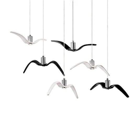 Minimalist Black Seagull Ceiling Pendant Lamp, with Warm White LED Bulb for Kitchen Island Dining Table, Studio