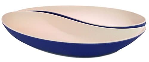 Bamboozle - Pisces Two Section Server, Party Snack Dishes & Dip Bowl, Made of Biodegradable Bamboo Fiber, Sustainable & BPA Free (Sapphire)
