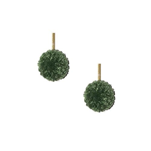 Tuleste 1/2" Yarn Pom Pom Stud Earrings // Light Sage (Gold)