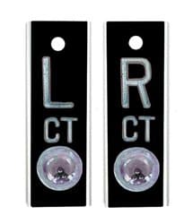Quick Ship Aluminum X-Ray Personalized Markers - Bubble Positioner, Black, Vertical, Left & Right Set, Ships Within 5 Business Days!