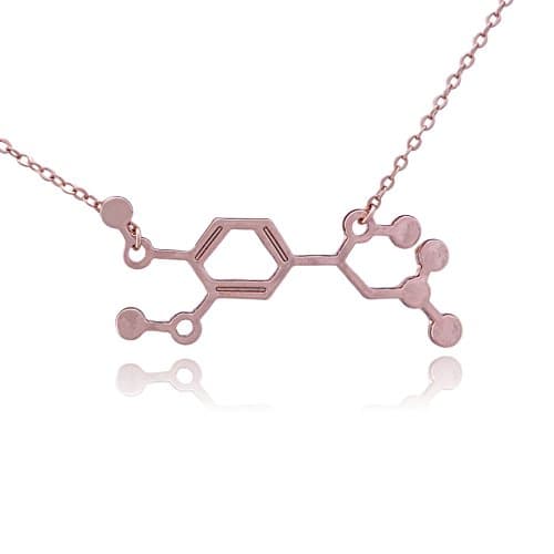 COS (TM) Norepinephrine Adrenaline Molecule Necklace (Rose Gold)