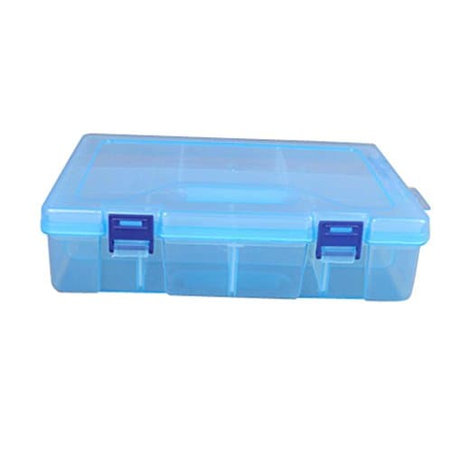 Badou 16 Grid Clear Plastic Adjustable Craft Beads Jewelry Sewing Storage Box Case Organizer Container Divider Portable Electronics Parts Gadgets Accessories Tool Storage Box (Sky Blue)