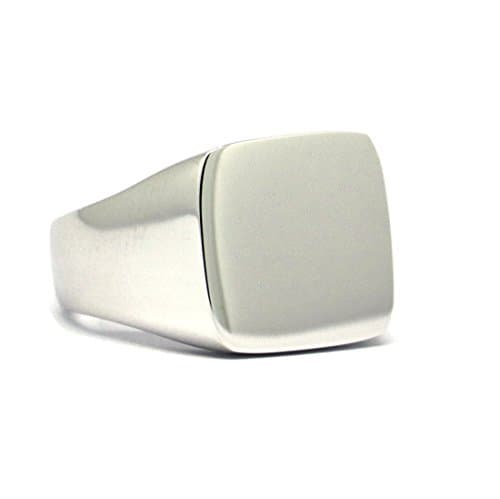 Wellmade Genuine 925 Sterling Silver Mens Plain Square Signet Ring