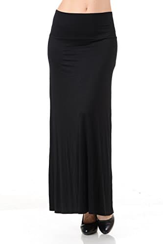 Maryclan Women's Basic Fold Over Relaxed Fit High Waist Regular Maxi Skirt