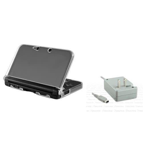 CKKING® 3DS XL/LL Clear TPU Rubber Case with 1 GRAY Travel/Wall Charger Compatible with Nintendo 3DS XL/LL