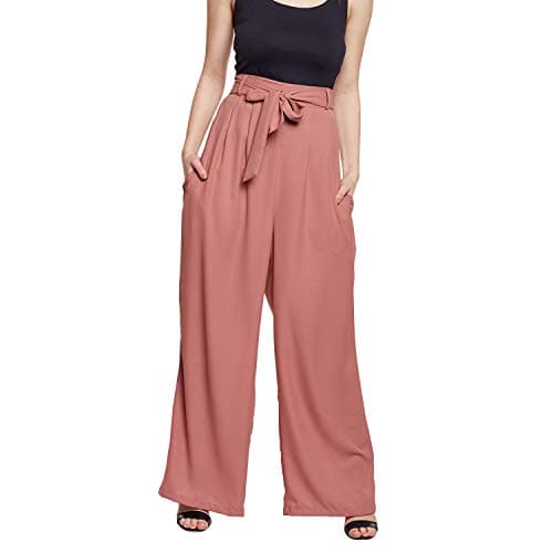 The Silhouette Store Tan Colour Solid High Waist Wide Leg Trouser