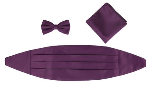 Dark Mauve Cummerbund, Bowtie, and Pocket Square Set