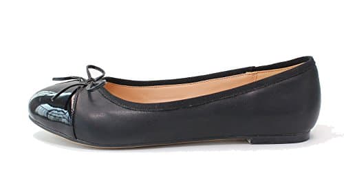 fast charm Womens Round Toe Cap Toe Knot Ballet Large Size Black Flats US9