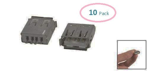 ENTICO Straight Solder Type USB 2.0 A Female 4-Pin Female Jack Socket Connector - (Pack of 10 Pcs)