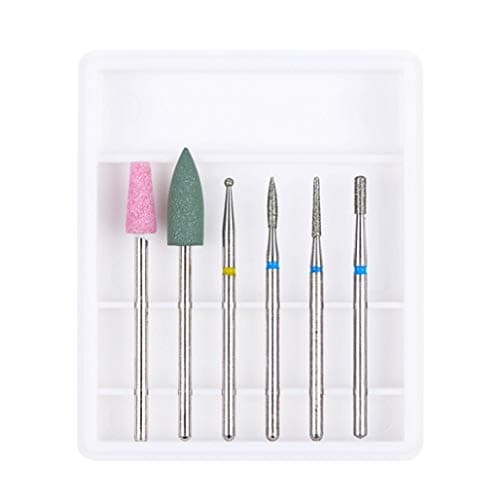 LIANGchueng Notable Nail Drill Bits Cuticle Cleaner Dust Brush Ceramic Rotary Polishing Tool Set(None EH12)