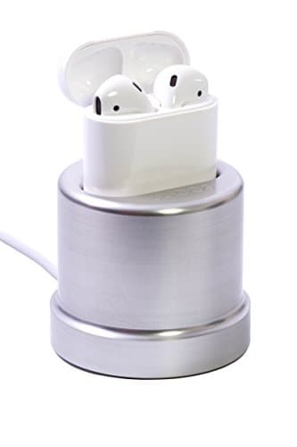Juoos Charging Dock Stand for Apple Airpods Wireless Bluetooth Headphone Case [Use with Original Cable] (Silver)