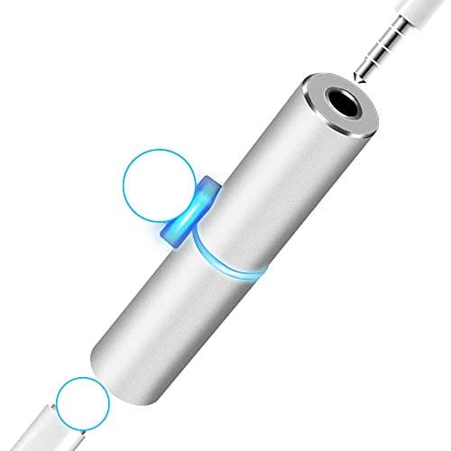 3.5mm Headphone Adapter, Nellmo Dual Charging Splitter + Aux Audio Earphone Extender Compatible with iPhone 7/7Plus/8/8Plus/X/XS All iPad iPod iOS System (Silver)