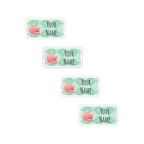 Kids Labels Peel & Stick Waterproof, Durable Personalized Stick-on Clothing Name Labels - 112 Clothing Labels Teapot Design
