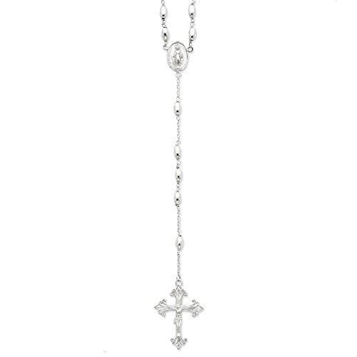 Sterling Silver Polished Rosary Necklace,18