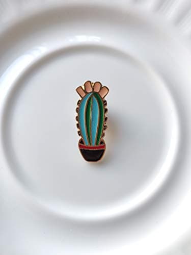 Cactus Enamel+Brooch Pin with Secure Butterfly Clutch Back