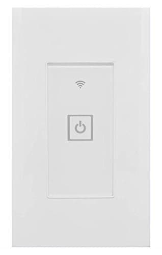 Smart Wi-Fi Light Switch, Works With Alexa Google Home, iOS Android Smartphone Wireless Remote Control, No Hub Required, Timer Function, Touch Switch On Off, In-Wall, 1 Gang, Single Pole, 15A (White)