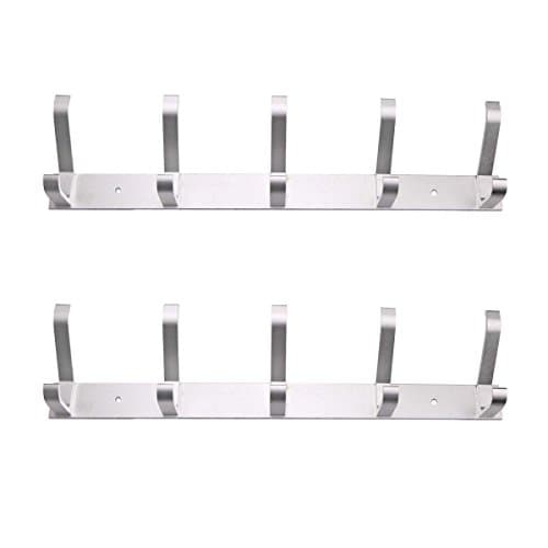 XINGYOU (Pack-2) Wall Door Mount Rack 5 Row 10 Hooks Coat Robe Kitchen Bath Towel Holder Closet Clothes Hanger Storage Organizer XY-H-009(Size:430*100*55mm/16.9*3.9*2.2 inch, Max Bearing Weight: 10kg/22 lbs)