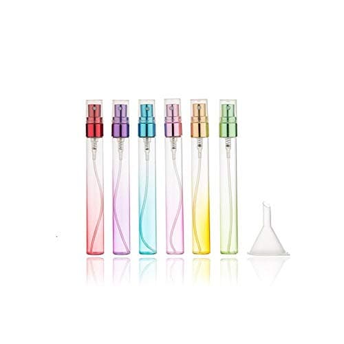10ml Refillable Glass Spray Bottle, Portable Perfume Atomizer,6 Colors, Transparent.（12pcs）