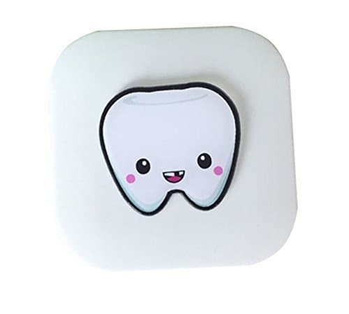 Mini Cute Cartoon Tooth Pattern Contact Lens Case Personality Eye Care Storage Container Box with Mirror Travel Kit(WHITE)