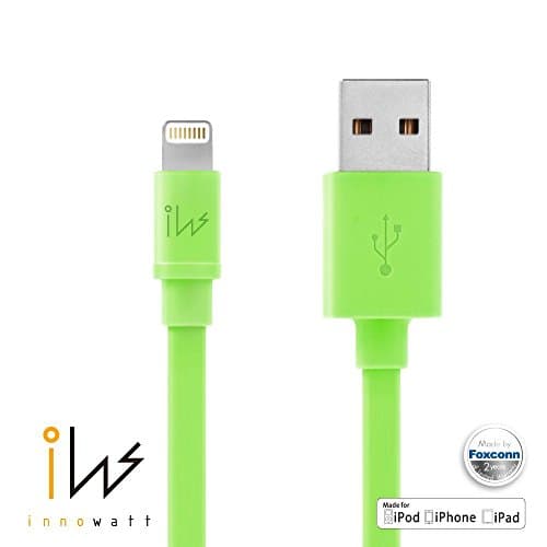 [ Apple MFI Certified ] Innowatt 8 Pin Lightning to USB Sync Charger Data Cable Cord Data 3.3 ft / 1m for iPhone 6, iPhone 6 Plus, iPhone 5s / 5c / 5 iPad Air / Mini / Mini2 iPad 4th Generation iPod 5th Generation and iPod Nano 7th Generation Charging and Syncing Compatible with All iOS VersionGreen HK240
