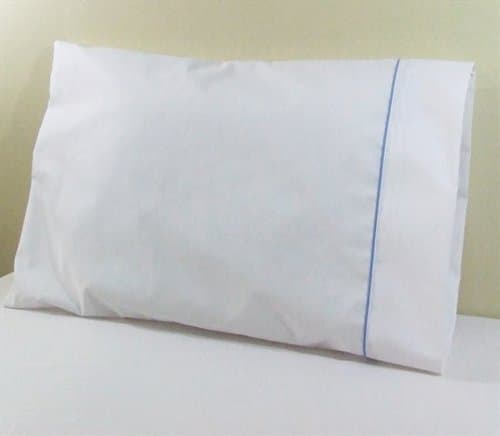 3/4 Full Sheet set White with AZURE BLUE trim for your camper, RV, or travel trailer 48x75