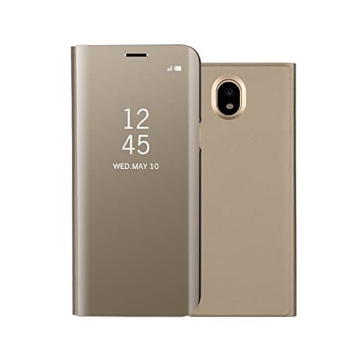 Funda® Mirror Plating Flip Case for Samsung Galaxy J7 Pro/Samsung Galaxy J730 (Gold)