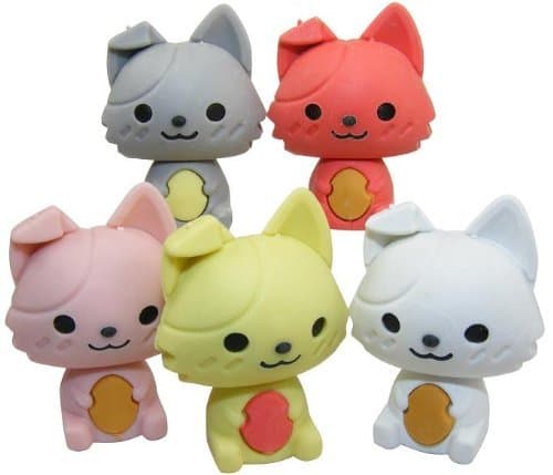 Kawaii Puppy Erasers 5 Pcs, New 2012