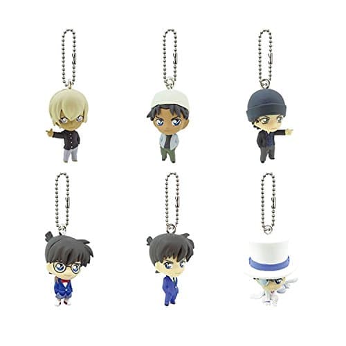 DETECTIVE CONAN Complete Set 6 FIGURES for Collectors DEFORMED Case Closed 2017 Swing Keychain BANDAI Gashapon ORIGINAL