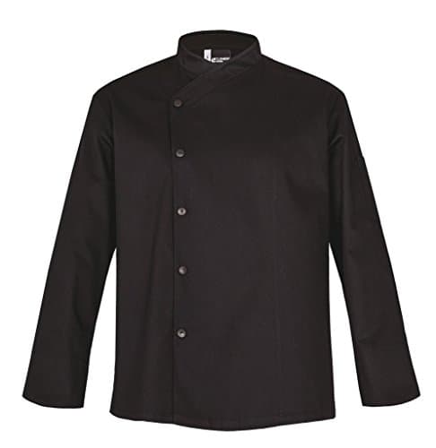 SFAX Long Sleeve Culinary Chef Jacket with Kimono Collar by Clement Design (L - 40/42 - T2, Black)