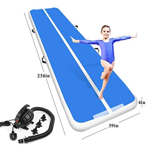 Playieer 9.84ft/13ft/16.4ft/19.69ft/23ft/26ft/29ft/33ft/36ft/39ft Air Track Tumbling Mat for Gymnastics Inflatable Airtrack Floor Mats with Electric Air Pump for Home Use