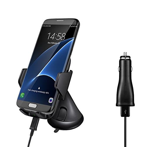 KXN Dashboard &amp; Windshield Wireless Fast Charge Car Mount For iPhone X/8/8 Plus/7/7Plus and More Smartphones
