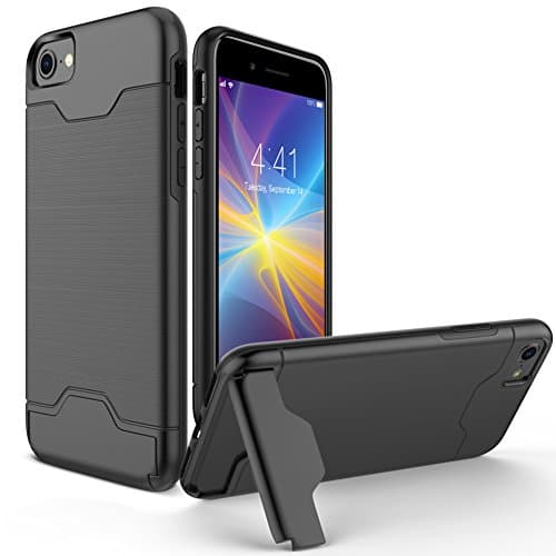 iPhone 8 Case, iPhone 7 Case, Allovit Shockproof of Full Protective Cover with Kickstand Dual Layer Wallet Design Case for Apple iPhone 8 ( 2017) / iPhone 7 (2016) - Black