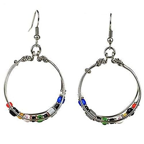 Wire and Bead Earrings Hand Crafted in Kenya