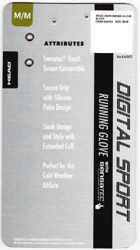 HEAD Digital Sport Running Gloves with Sensatec "Touch Screen Compatible"