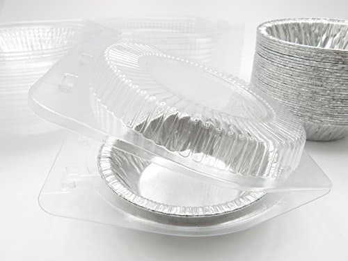 5 Disposable Pot Pie/Pie Pans/Individual Dessert Pans With Clear Clamshell containers- Quantity Pack Options (50) by Safca