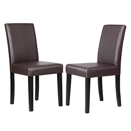 Kitchen Dinette Dining Room Chair Elegant Design Leather Backrest,Set of 2,Brown