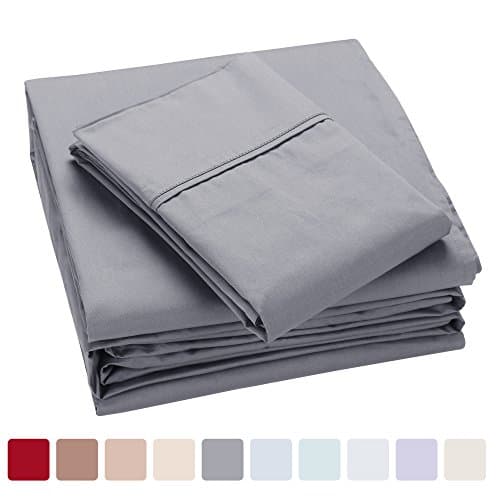 Hyaline Home 4 Piece Bed Sheet Set, 100% Cotton 400 Thread Count Bedding Set (Dark Grey, Queen)