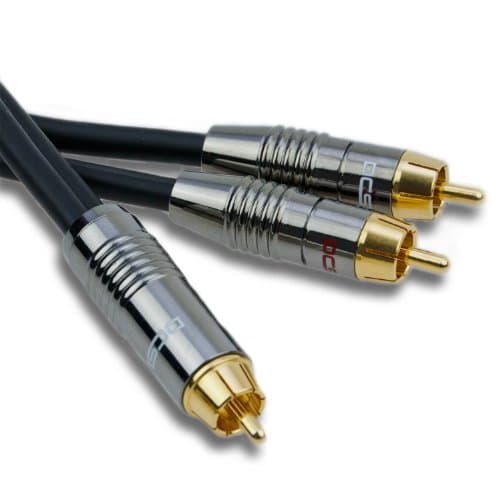 DCSk 5m Audio Y Subwoofer Cable (5 m) Gold Plated & Triple Shielded, RCA Cables with 1 to 2 RCA Male cinch plug, Audio Cable