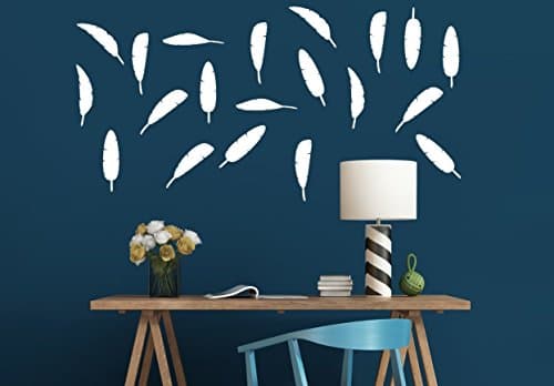 Feather Wall Decals - 40 Feathers Peel &amp; Stick