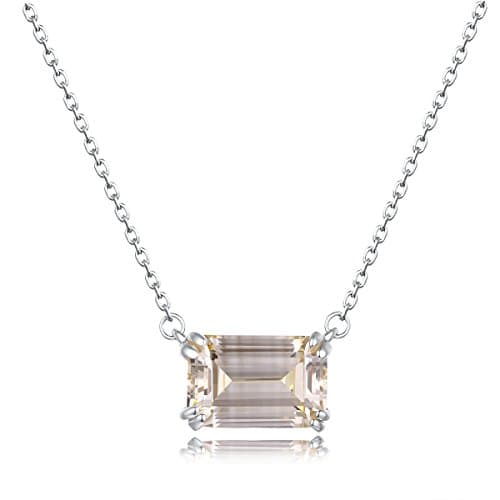 925 Sterling Silver Rectangle Pendant Necklace, 15.7"