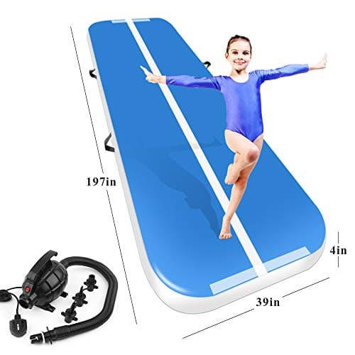 Playieer 9.84ft/13ft/16.4ft/19.69ft/23ft/26ft/29ft/33ft/36ft/39ft Air Track Tumbling Mat for Gymnastics Inflatable Airtrack Floor Mats with Electric Air Pump for Home Use
