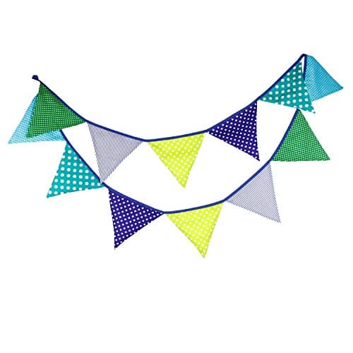 12 Flags 3.2m Pirate Theme Cotton Fabric Bunting Pennant Flags Banner Garland Wedding/Birthday/Baby Shower Party Decoration
