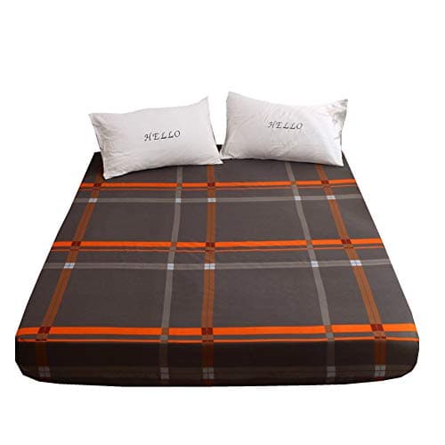 Zhiyuan Plaid All Round Microfiber Fitted Sheet, Single, Sienna