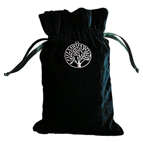Quixotic Creations Tarot Rune Gift Bag with Large Tree of Life Charm, Green Velvet 6 inch x 9 inch