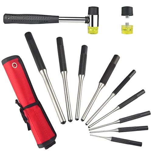 Twod Roll Pin Punch Set with Storage Pouch, 9 Piece Steel Removal Tool Kit for Jewelry, Watches,Rifle Pins with Holder