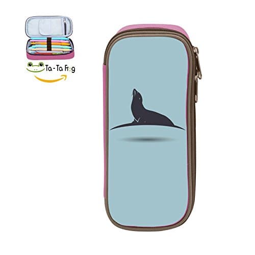 The Magic Custom Sea Lion Symbol Pencil Case - Big Capacity Double Zipper Multifunctional Pink Stationery Bag For Kids