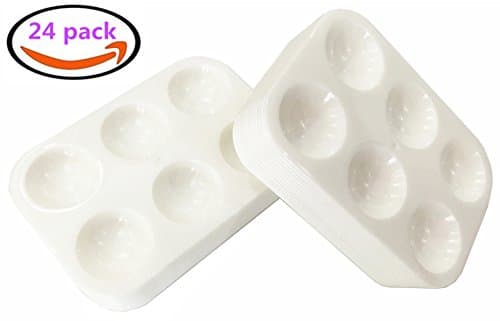 24 Pieces Plastic Paint Palettes Tray 6 Well Rectangular Watercolor Palette Painting Tray Artist Craft Palettes for Painting party-White