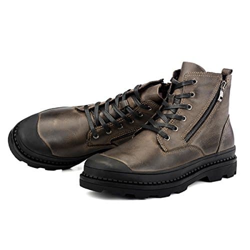 Men's Military Tactical Work Boot with Zipper (7 D(M) US, Brown)