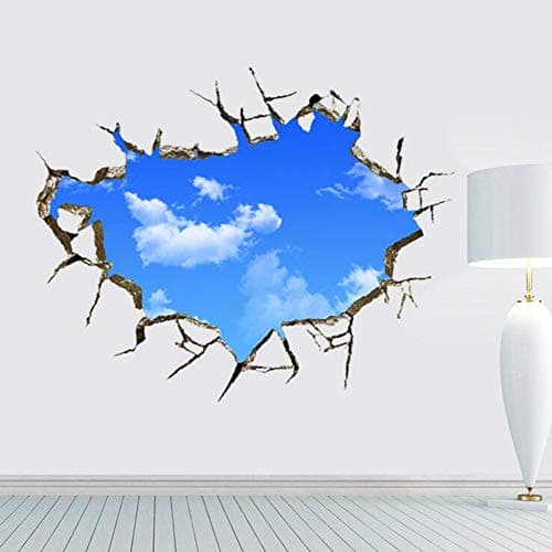 Sajanic 3D Blue Sky Wall Stickers for Ceiling Real Feeling Suit for Bedroom Living Room Nursery Kids Room Wall Decoration (2 pcs Big Blue Sky)